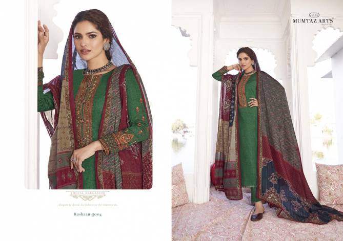 Mumtaz Rushaan  Pure Jam Satin Digital Print Kashmiri Embroidery Latest Fancy Designer Festival Wear Dress Materail 